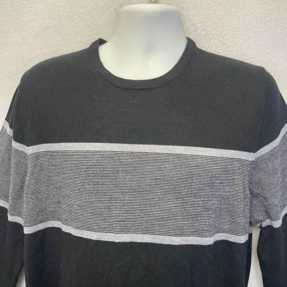 Banana Republic 100% Merino Wool Sweater Mens Large L Black Lightweight Pullover